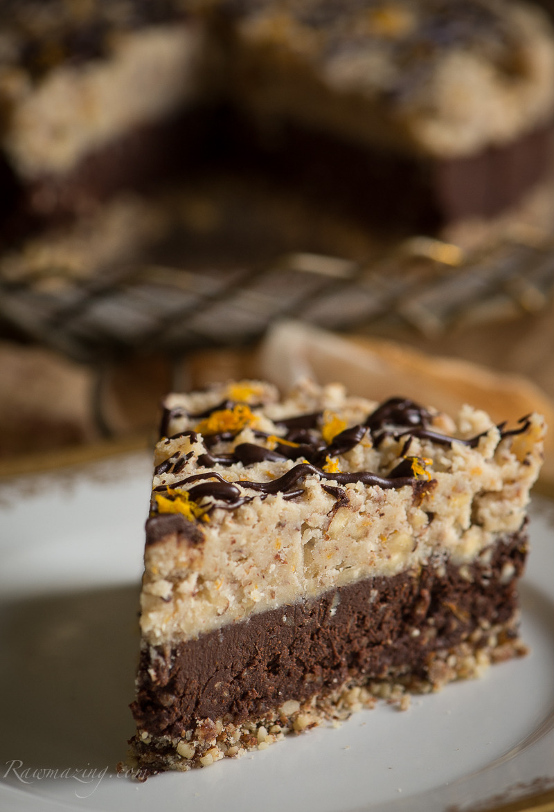 veganfoody:  Orange Chocolate Hazelnut Tort with Hazelnut Caramel Topping 