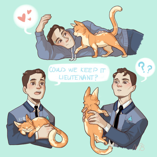 In which Connor proceeds to fall in love with a cat he found during a patrol.Hank accepted btw