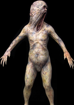 qadmonster:  The Silent Hill film monsters used a lot of practical effects and makeup and my favorite is the Grey Child. I also think it got screwed over the most by the CG effects that were applied to duplicate it and superimpose that smoldering effect.