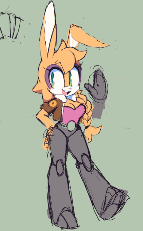 motobug:tried drawing Bunnie from memory! she ended up being a mishmash of all her other designs.