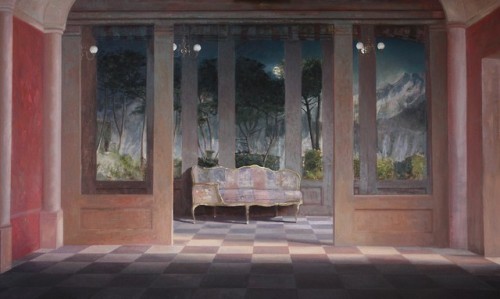 In the Mountains     -      Edwin AafjesDutch,b.1951-Oil on canvas ,120 x 200 cm.