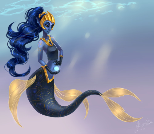 My first entry for Character Design Challenge! A regal mermaid Queen. Had lots of fun with her desig