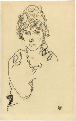 thunderstruck9: Egon Schiele (Austrian, 1890-1918), Portrait of Edith Schiele (Wife of the Artist), 1918. Oil crayon on paper, 46.7 x 29.5 cm.