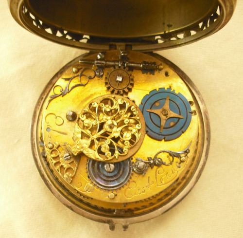 fishstickmonkey:Silver cased verge clock-watchMovement: Edward East (Southill, Bedfordshire 1602 - 1