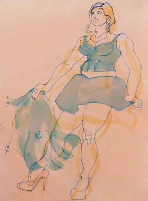 Drawings done at the Boston Dr Sketchy’s a while ago.   Model: Porcelain Dalya Ink and/or watercolor on paper.   11"x14"   2012   Matt Bernson