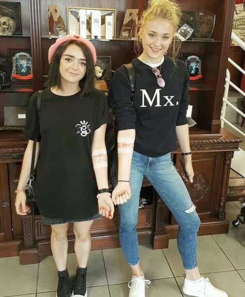 ohsophieturner:   sophietrnr: #New Sophie and Maisie after they got their matching tattoos! (Fyi It’s the date of their audition for Game of Thrones where they met for the first time) 07.08.09   @dommebadwolff23