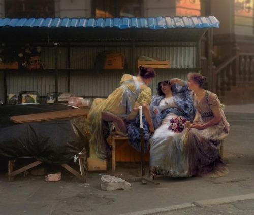 XXX mashable:  Classic paintings in modern urban photo