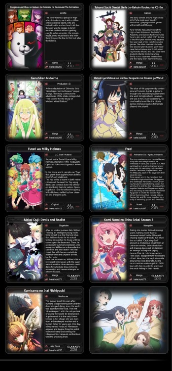 sirnucleose:   Summer Anime 2013 (x)Open the image in a new tab and you’ll be able to read the descriptions  