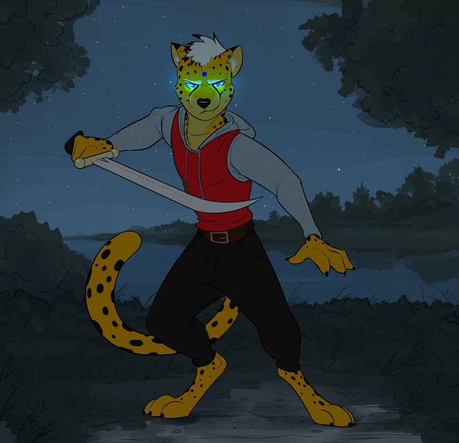 temiree: Commission for Opifexcontritio on DeviantArt, featuring their cheetah character,