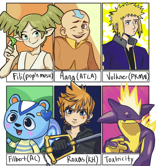woo did a 6 fanarts challenge! here are some characters my friends said remind them of me! lots of m