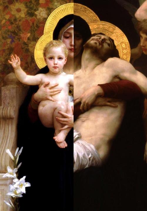 master-painters:From Birth till Death La Vierge au Lys - 1899 and Pieta - 1876 - William Bouguerea