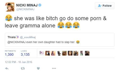 dailynicki:  Nicki roasting Farrah Abraham on Twitter. 