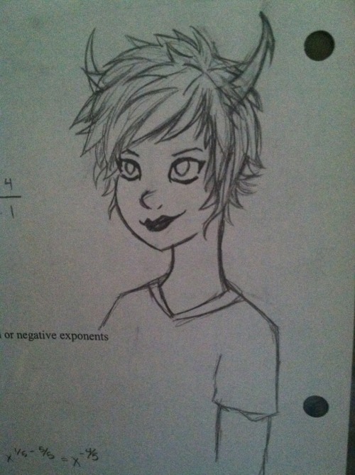  lizthemaniac: Hiya! I tried drawing a Kanaya in your art style during math today…. I hope you like it ^.^  oh it’s cute! thanks!! c: