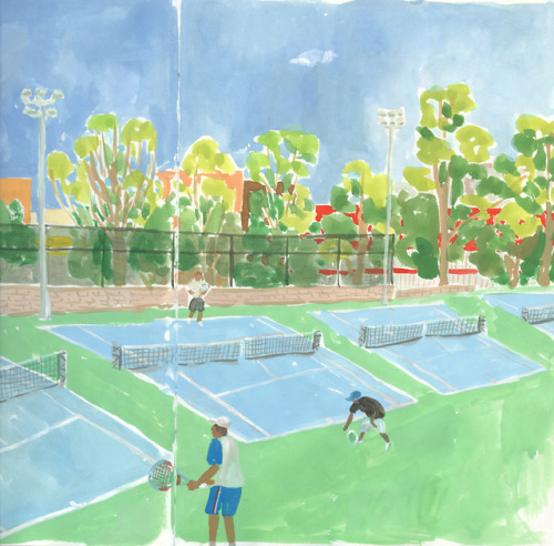 Tennis at Lincoln Terrace last weekend. Crop of a couple sketchbook pages.