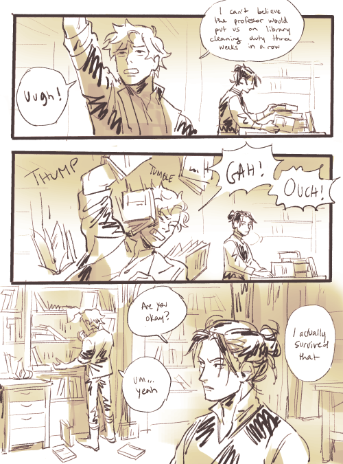 alciedoodles:bro what if we cleaned the library together.. 