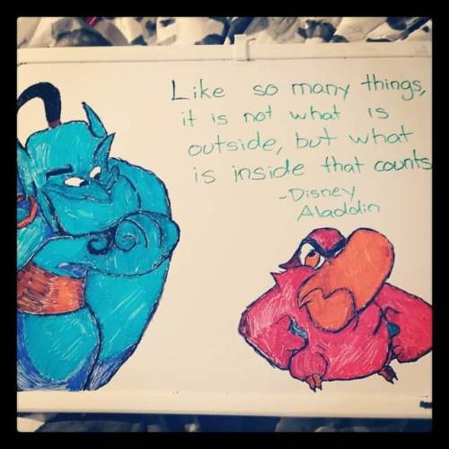 miniature-minx:   pleasurabledistractions submitted:   I used to draw an inspirational Disney quote on my white board every week but haven’t gotten a chance lately. Oh well, yay for little space and Disney and coloring!! 😄😄😄 Omg this is so