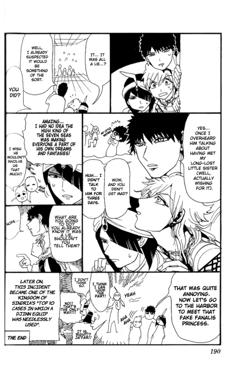 arashidono:Magi volume 24. Omake manga.It was too funny not to be done. And it was a good way to spe