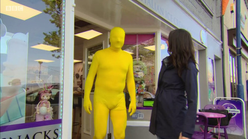Adrian Chiles in a morphsuit on “Christine & Adrian’s Friendship Test” s1e02