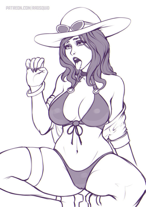 theradsquid: Pool Party Caitlyn (Patreon Request) there will be version with a dude on her left in november’s rewards for patreon.com/radsquid supporters! :D still streaming more! https://picarto.tv/radsquid# 