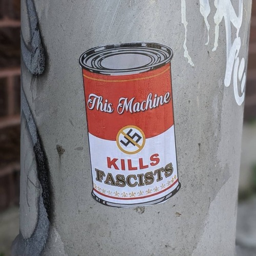 &lsquo;Antifa Soup&rsquo; stickers seen around Newark, New Jersey, referencing Trump’s claim that an