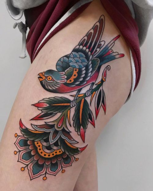 Marina Goncharova bird;flower;thigh;trad