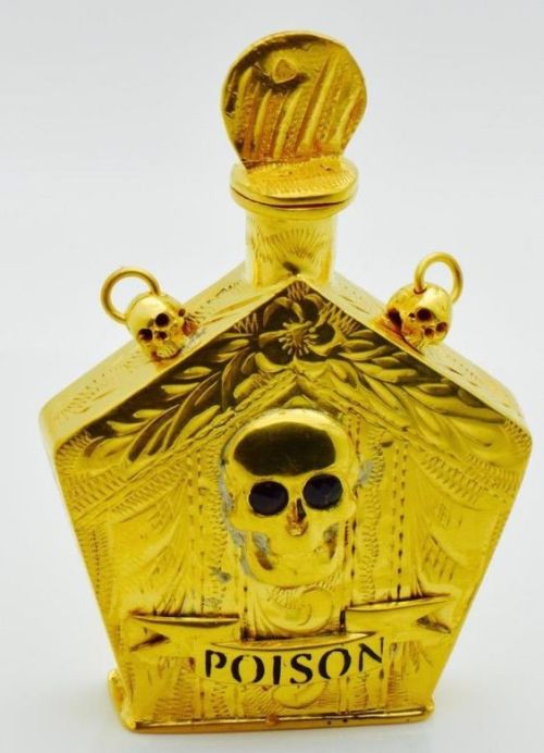 blackpaint20: Victorian gild silver Doctor’s MEMENTO MORI SKULL poison bottle 1890