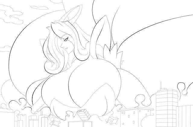 A small birthday gift to a friend of mine featuring his OC, Queen Kerry, growing bigger and bigger while her breast knocks over buildings #giant#giantess#gigantic#giga#huge#massive#breast#boobs