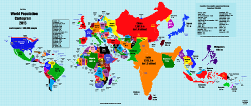 World map by population 2015
