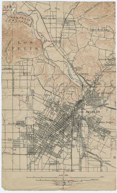  #ArchivesYouAreHere “Los Angeles topographic sheet” c. 1904, Well survey for Los Angeles by Water D