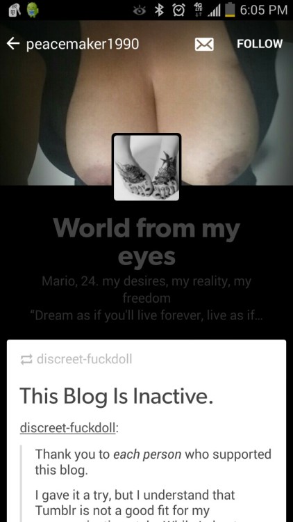 discreet-fuckdoll:  We all report abuse in our own way.  I told this Tumblr user to leave me alone.  Despite me ignoring him (and unabashedly telling him to stop messaging me), he continues to message me and leave offensive comments on my posts (see for