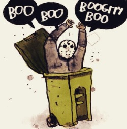 neilaglet:  idk how they wrung so many movies out of a guy in a hockey mask jumping out &amp; scaring people! I’ve never seen any of the Friday the 13ths, that’s what they’re about, right?   “Oh dear me Jason you did give me quite a start ha ha!”