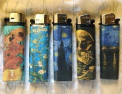 sky-begonias:  Made some Van Gogh lighters  yep