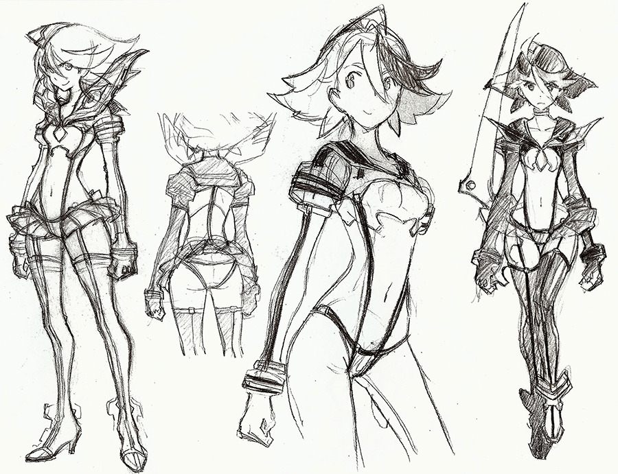 h0saki:More Ryuko and Kamui Senketsu designs. Looks like she was supposed to have