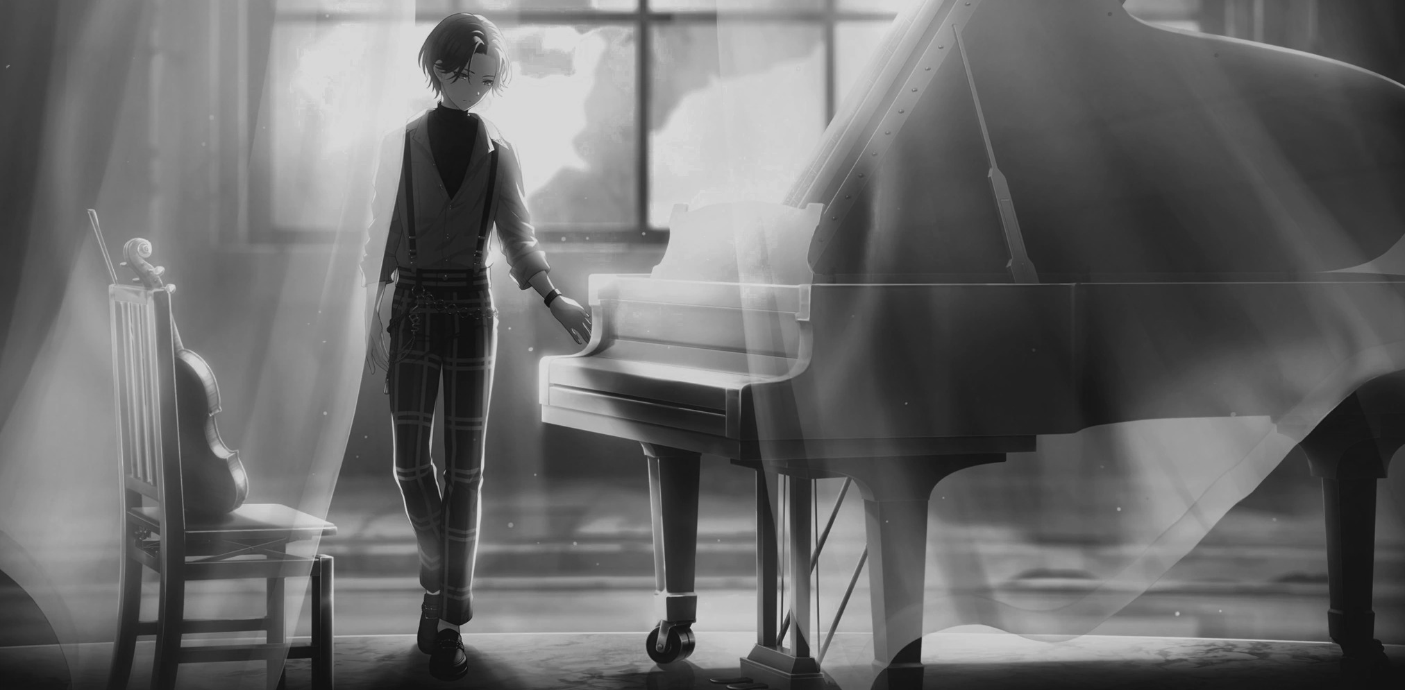 Toya Aoyagi's Feeling That Had Been Swallowed card but in black and white and darker.