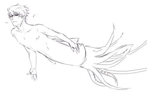 thought up of an au where kdj is a squid merman!! sorry i can’t sketch hands to save my lifeal