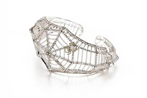 Bibi van der Velden, “Cobweb” bracelet,18K white and rose gold with white diamonds