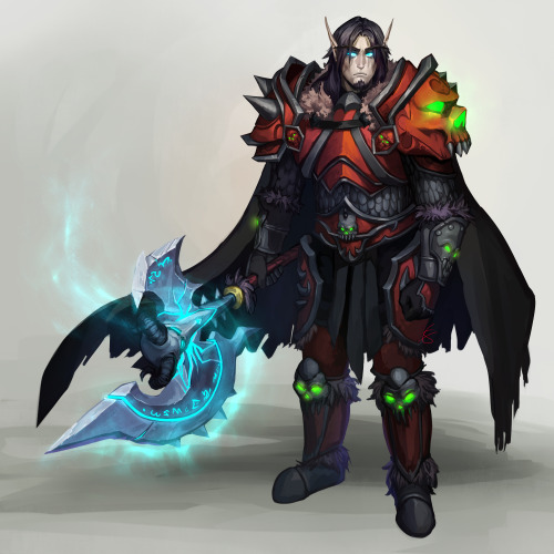 tevruden: My inconveniently large elf death knight, Tevruden done by meadowlarking.