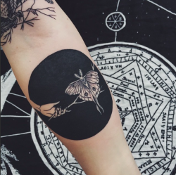 shmurdahighroller:  ponyreinhardt:  Holding up the Luna moth in front of a new moon 🌑 by Pony Reinhardt in Portland, OR.  IG: freeorgy   Freeorgy is killing the tatt game in Oregon