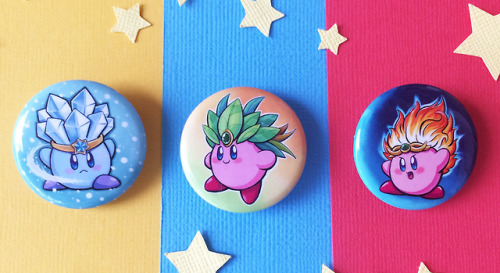 retrogamingblog:Kirby Buttons made by CritterCatCreations