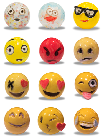    by Laura Owens. The artist based the set of 50 emojis on a series of hand-carved,