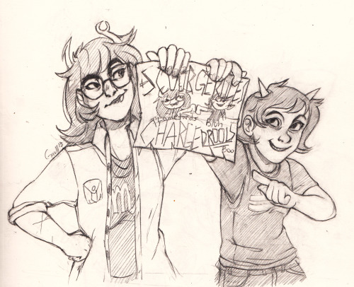 gaulllimaufry:Anonymous asked you:Can you draw some Scourge Sisters? I’d love to see Vriska and Tere