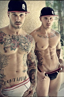 collegejocksuk:  Inked boyz ! Yes Yes Yesssssssss!