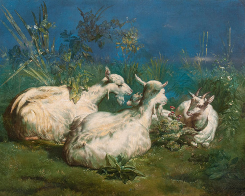 Resting Goats, 1840 by Jacques Joseph Lécurieux  (French, 1801–after 1870)