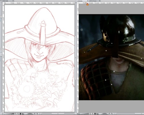 Slowly making progress on this guy. Still trying to figure out Cole’s hat at this angle, hnnnngh. Fixed the basic hat shape, added more details to his clothes, and changed the sketch color to red to think about the coloring direction I’m gonna