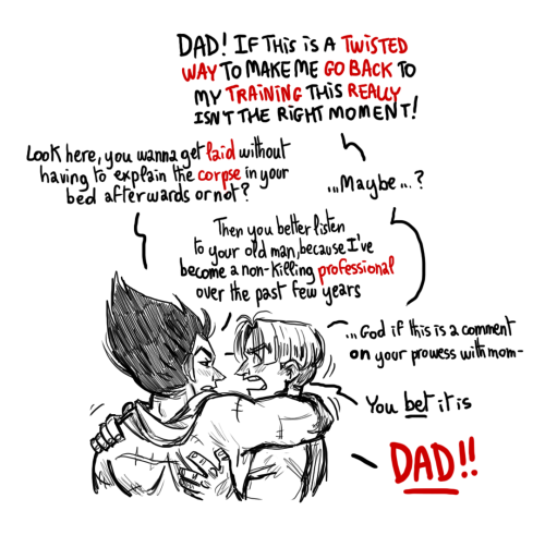 spywerewolf:  stupidoomdoodles:  Prince Vegeta and giving The Sex Talk   This is worth reading lol