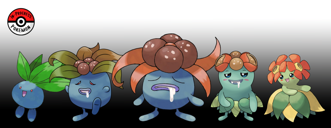 OC art] Regional Oddish and Gloom forms with a different evolution