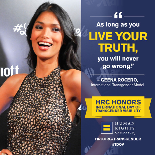 humanrightscampaign:  “As long as you live your truth, you’ll never go wrong”- International Transgender Model Geena Rocero. For more information about HRC’s efforts toward transgender equality and visibility, go to hrc.org/transgender.