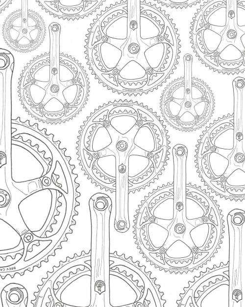 apisonadora60:  Bicycle Art Print, Bike Art Print,  Vintage Campagnolo : Delta Brake, The Crank “Tre