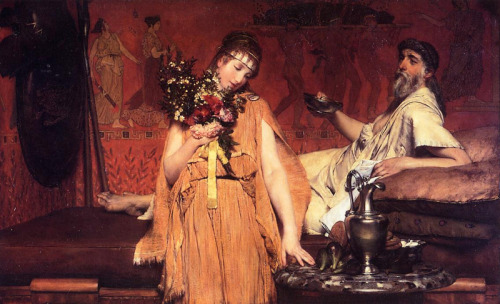 haru-mejiro: Lawrence Alma-Tadema - Between Hope and Fear A young woman chose the meal-time to ask h