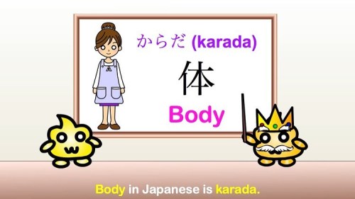 ★ Body in Japanese is 体 (からだ – karada).﻿﻿★ The Japanese word for head is 頭 (あたま – atama)